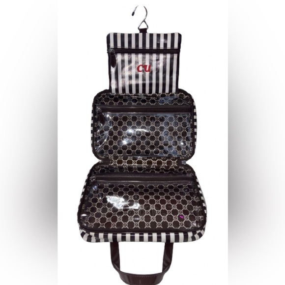 Henri Bendel travel cosmetic bag , minor discoloration on corners, CU initials - Picture 5 of 7